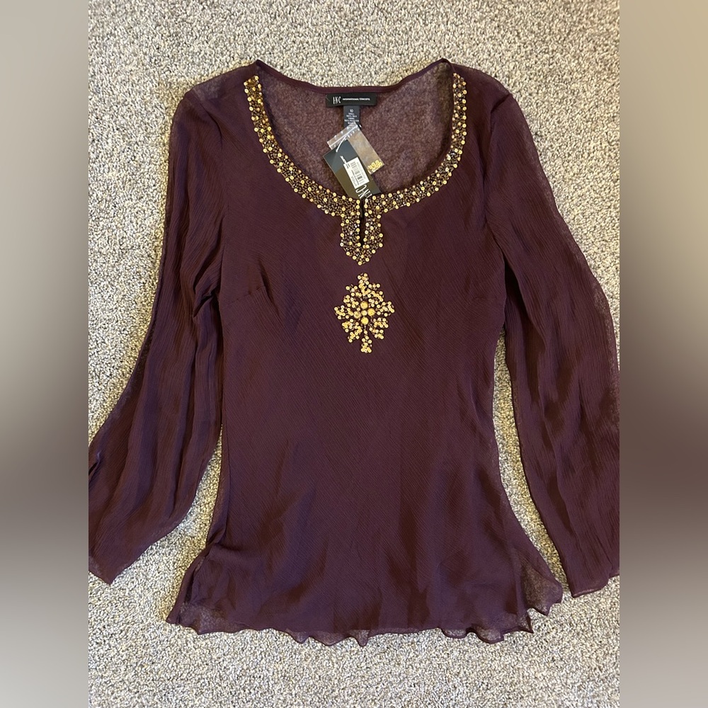 Embellished Purple/Maroon Women Top